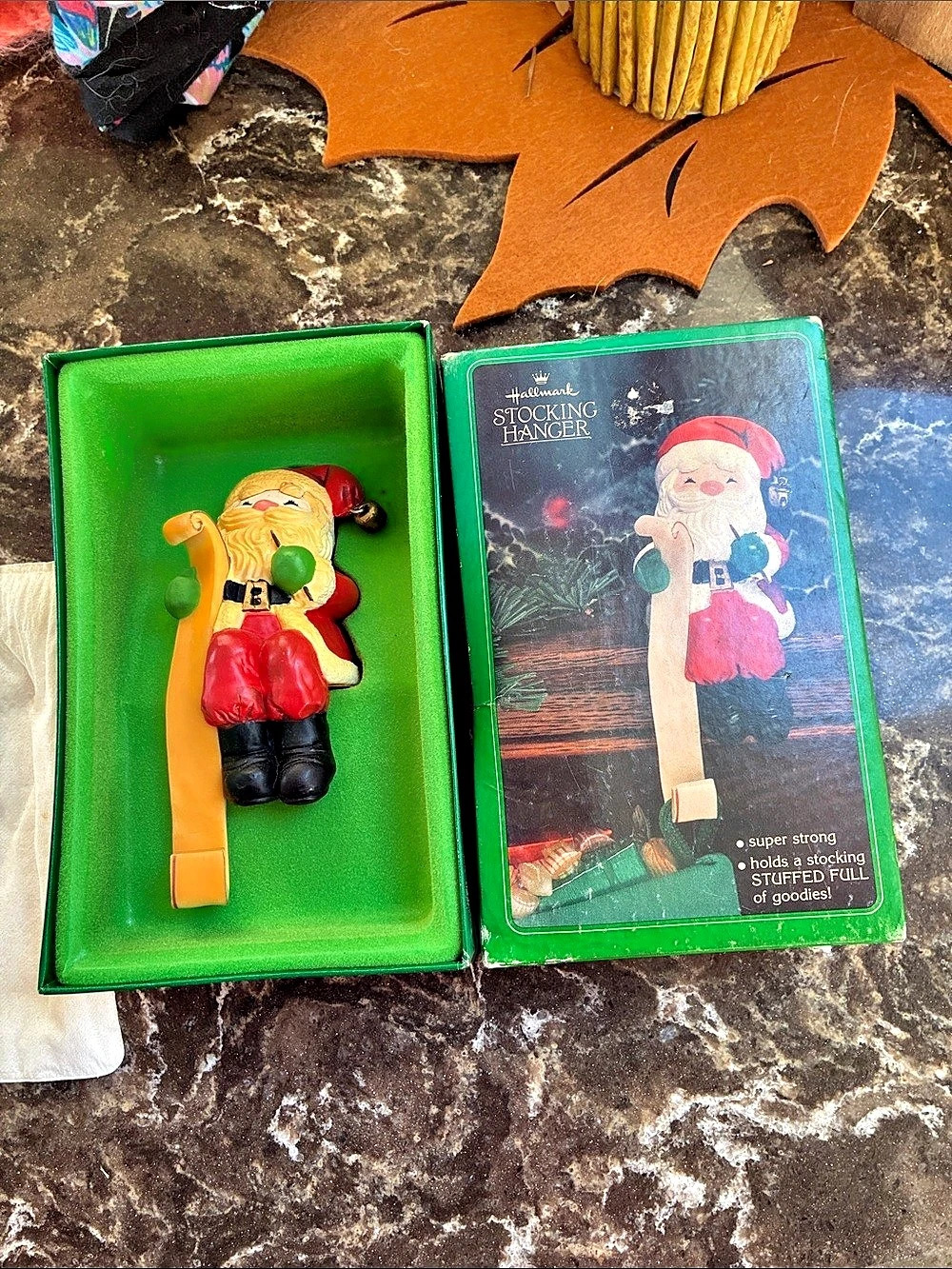 Hallmark Stocking Hanger Santa Christmas Decor vintage